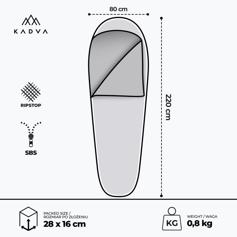 KADVA Light 800 R Schlafsack rechts navy blau 3