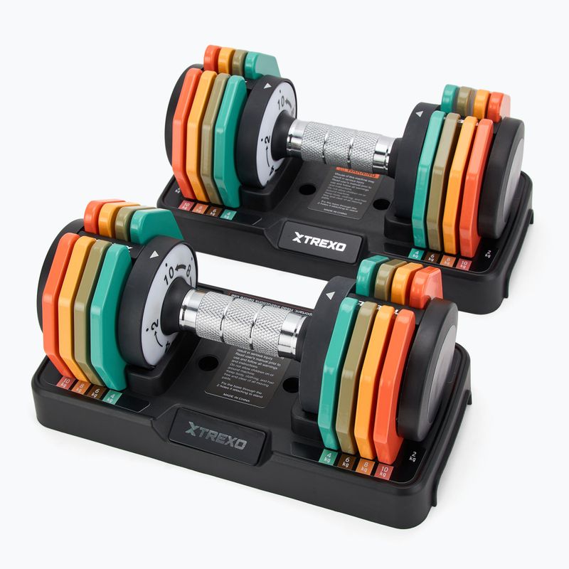 Verstellbare Hantelset TREXO 2 x 10 kg multicolor