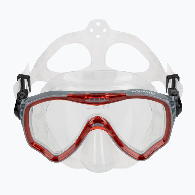 AQUASTIC Jetty Schnorchelset Maske + Schnorchel rot 3