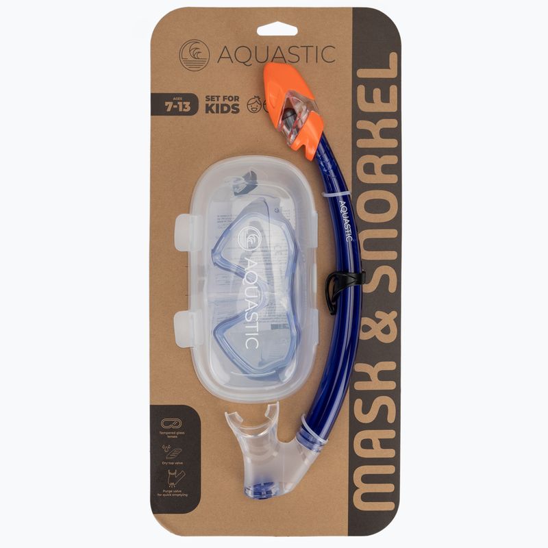 AQUASTIC Shelly Kinderschnorchelset Maske + Schnorchel dunkelblau 9