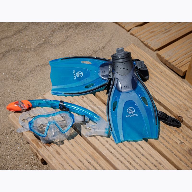 AQUASTIC Shelly Kinderschnorchelset Maske + Schnorchel + Flossen blau 14