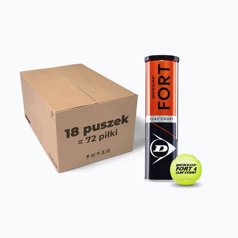 Dunlop Fort Clay Court Tennisbälle 4B 18 x 4 Stück gelb 601318