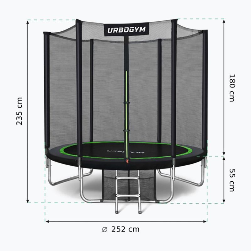 Urbogym Classic 252 cm schwarz 8FT Gartentrampolin 9