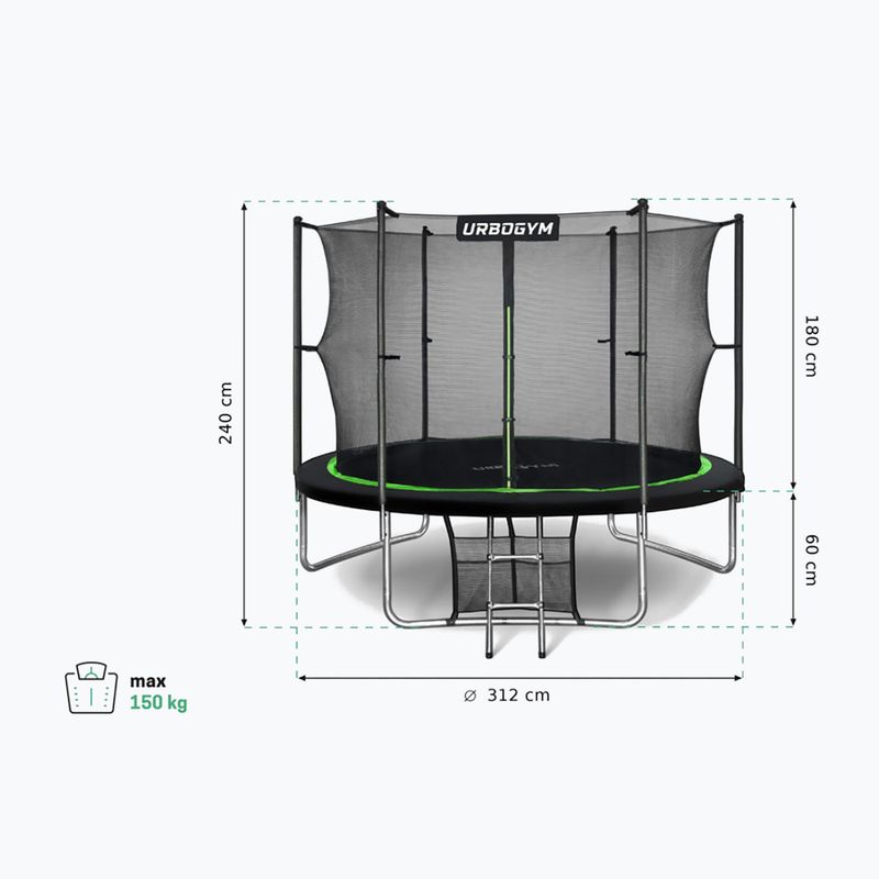 Urbogym Jumper 312 cm Gartentrampolin schwarz 10FT 7