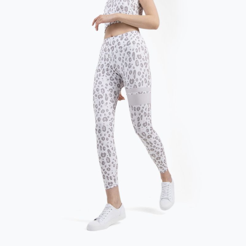 Damen Trainingsleggings PeachPerfect Beige Panther weiß