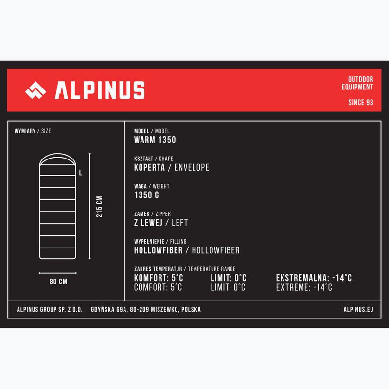 Alpinus Warm 1350 Schlafsack links schwarz 6