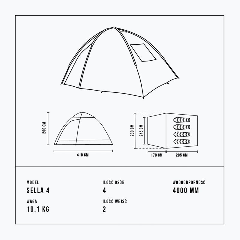Campingzelt 4-osobowy Alpinus Sella 4 anthracite 8