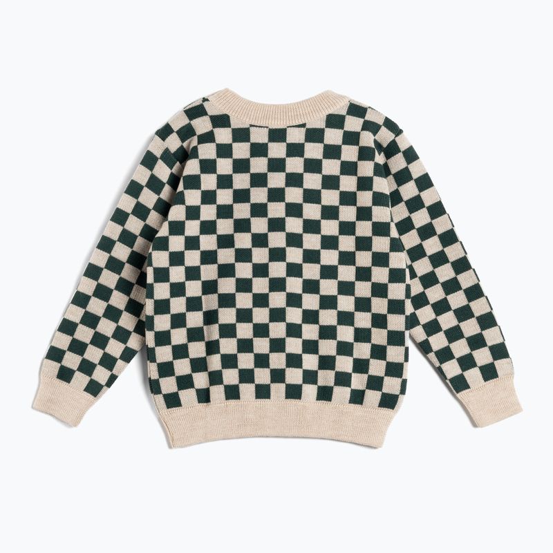 KID STORY Merino grüner Schachbrett-Pullover für Kinder 2