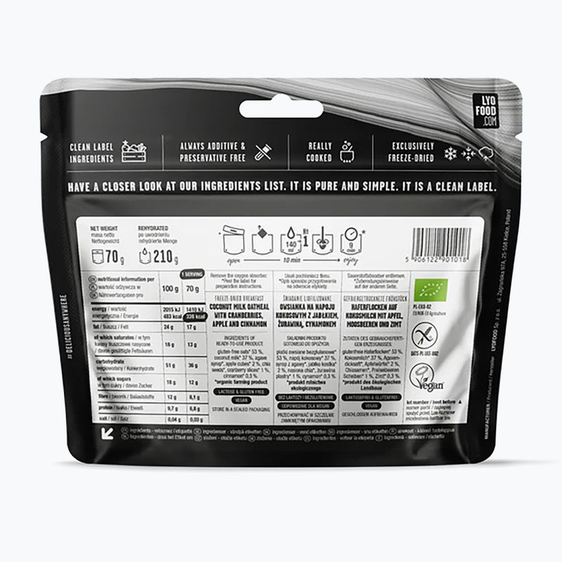 Gefriergetrocknete Lebensmittel LYOFOOD Apfel und Zimt Haferflocken 210 g 2