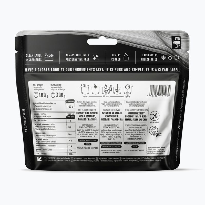 Gefriergetrocknete Lebensmittel LYOFOOD Feige & Heidelbeere Haferflocken 300 g 2
