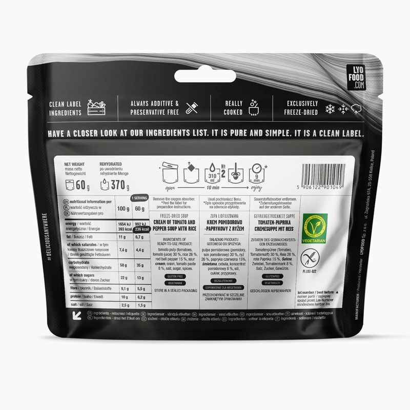 Gefriergetrocknete Lebensmittel LYOFOOD Cremige Tomatensuppe 370 g 2