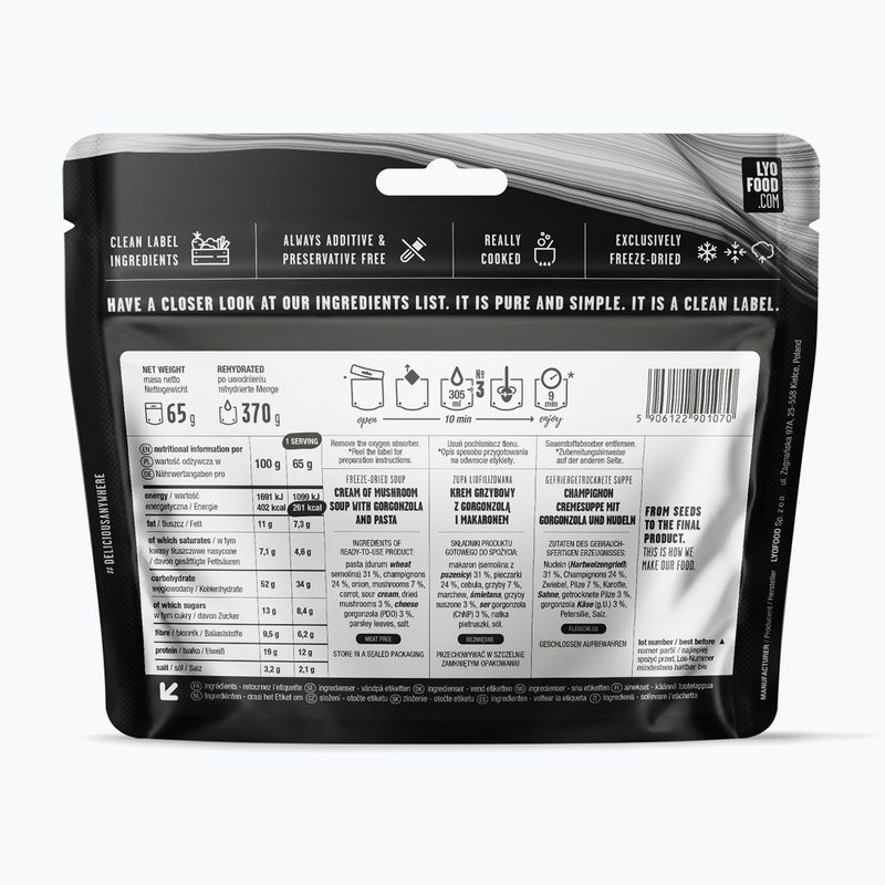 Gefriergetrocknete Lebensmittel LYOFOOD Cremige Pilzsuppe 370 g 2