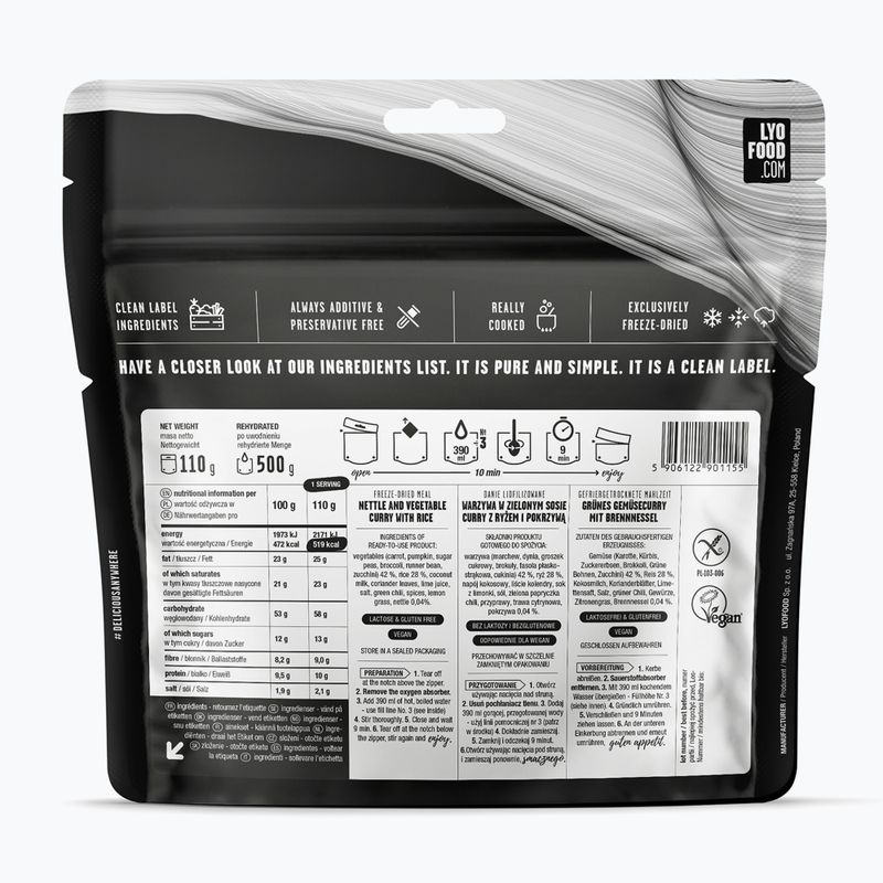 Gefriergetrocknete Lebensmittel LYOFOOD Curry mit Brennnessel 500 g 2