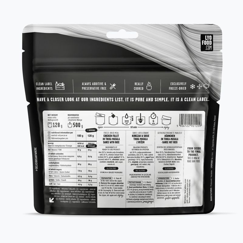 Gefriergetrocknete Lebensmittel LYOFOOD Chicken Tikka Masala 500 g 2