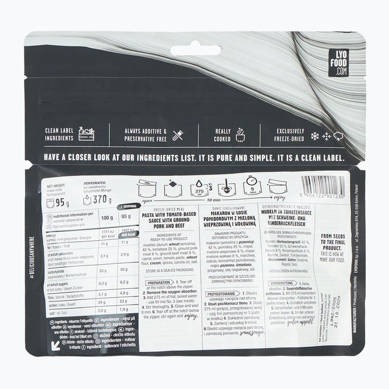 Gefriergetrocknete Lebensmittel LYOFOOD Penne à la bolognese 370 g 2