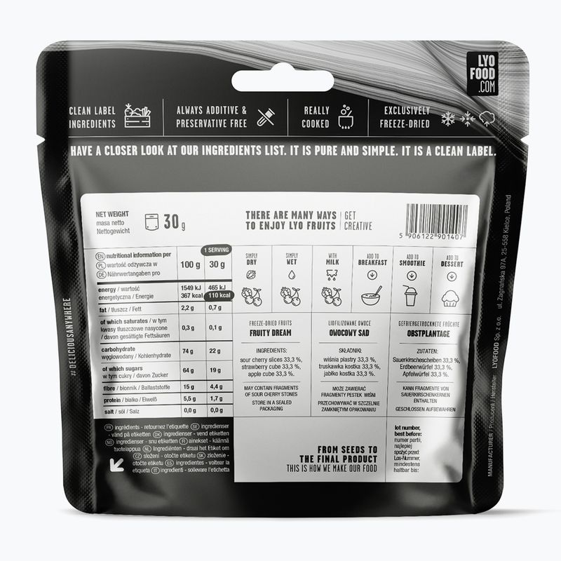 Gefriergetrocknete Lebensmittel LYOFOOD Fruchtmix Erdbeere, Apfel und Kirsche 30 g 2