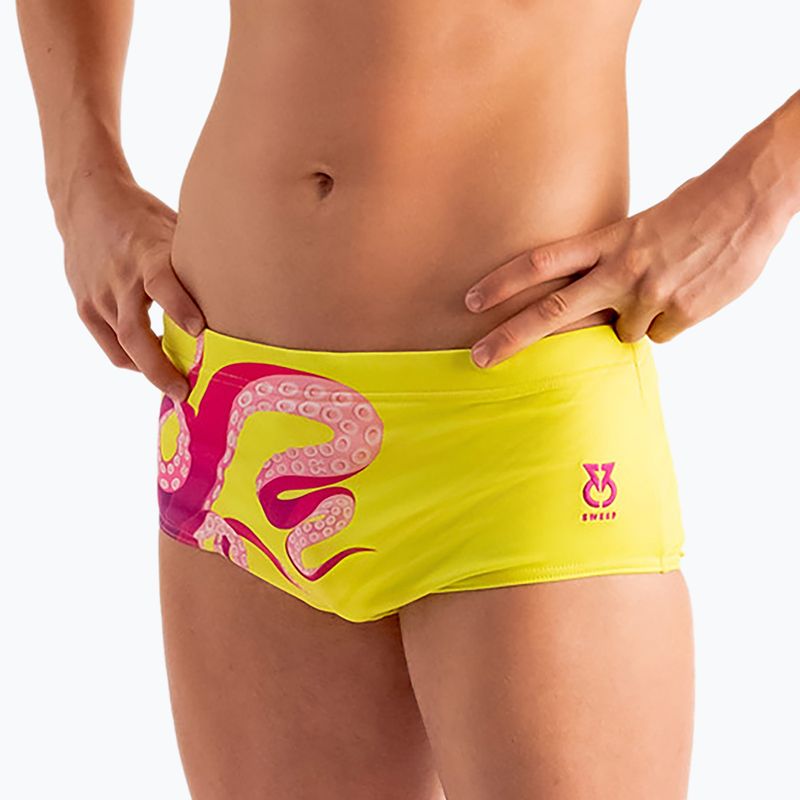 Schwimm-Boxershorts Herren SWEEP Aqua Kraken Rosa/Gelb