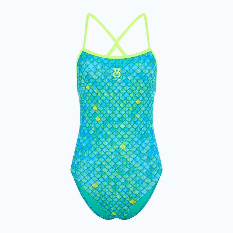Badeanzug Damen SWEEP Aqua Hippos Blau/Gelb/Grün
