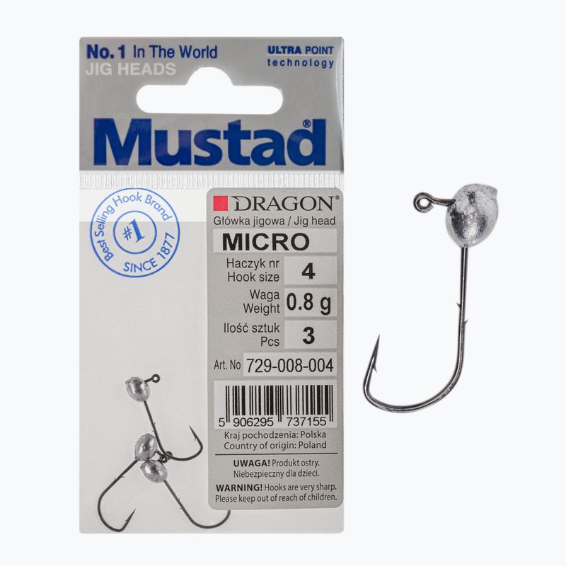 Mustad Micro Jigkopf 3 Stück Größe 4 silber PDF-729-008-004