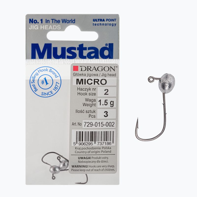 Mustad Micro Jigkopf 3 Stück Größe 2 silber PDF-729-015-002