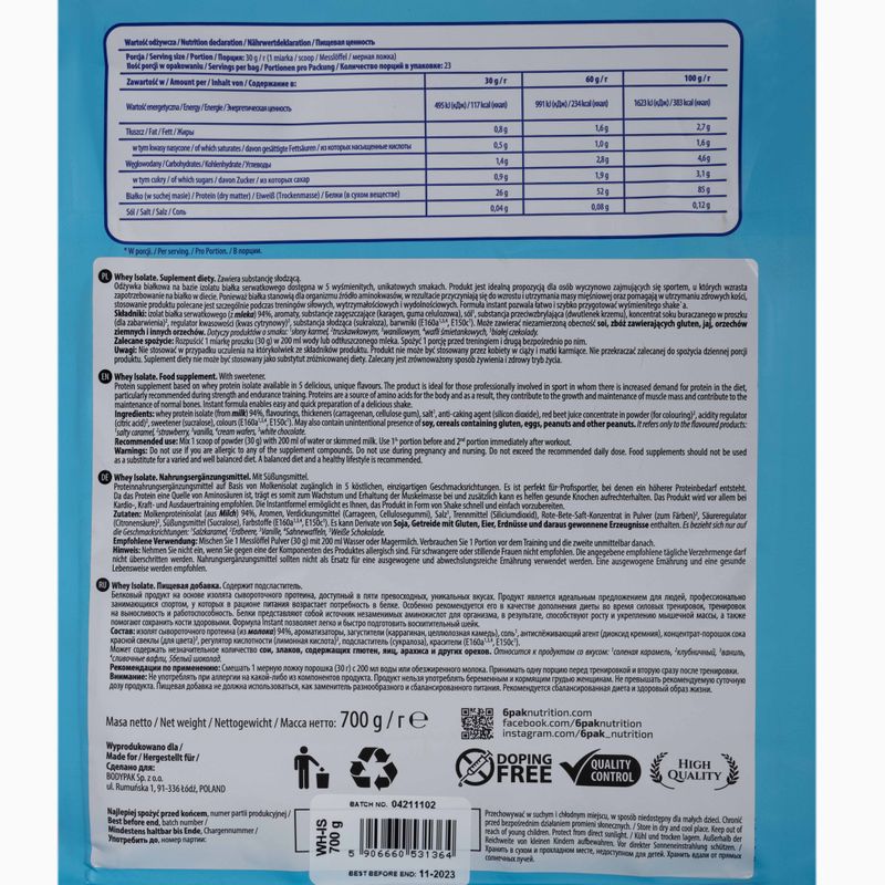 Molke 6PAK Isolat 700g Sahne Waffel PAK/049#WAF 2