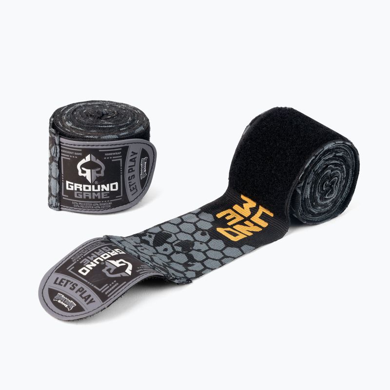 Ground Game 'Cage Gold' graue Boxbandagen HANDWRCGOLD