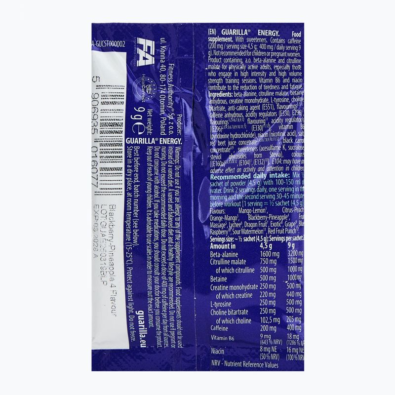 Fitness Authority Guarilla Enegry Pre-Workout 9 g Brombeere/Ananas 2
