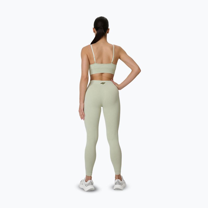 Damen-Trainingsleggings 4F Solar Punk FNK F399 light green allover 3