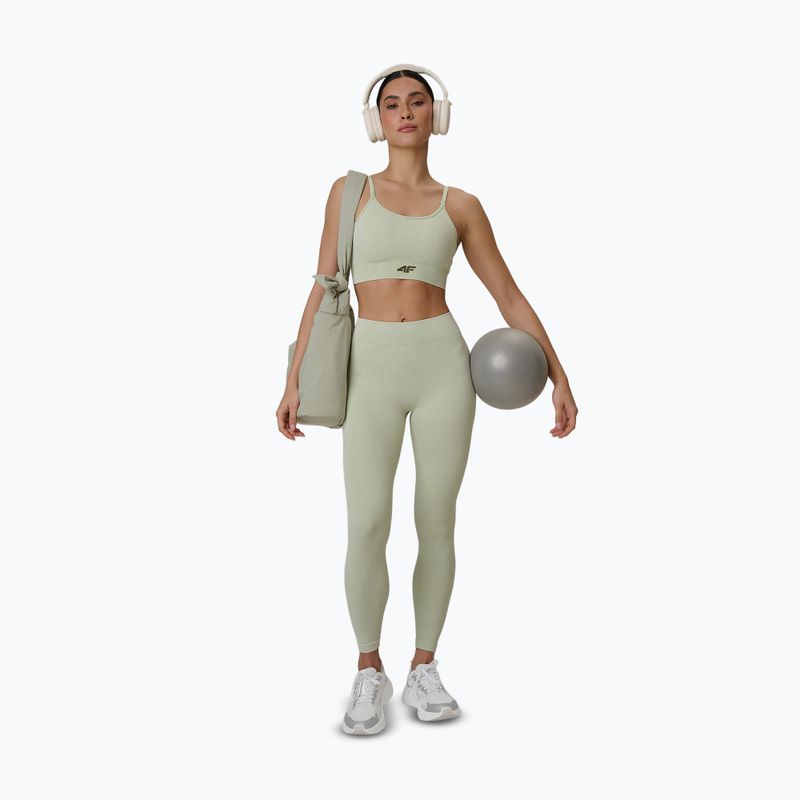 Damen-Trainingsleggings 4F Solar Punk FNK F399 light green allover 9
