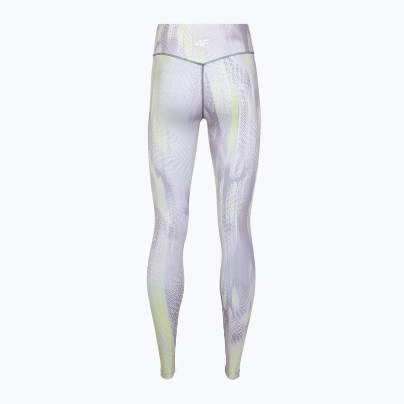 Damen-Trainingsleggings 4F Solar Punk FNK F454 light yellow allover 8