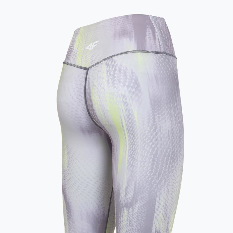 Damen-Trainingsleggings 4F Solar Punk FNK F454 light yellow allover 10