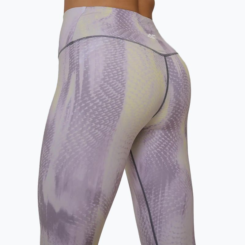 Damen-Trainingsleggings 4F Solar Punk FNK F454 light yellow allover 6