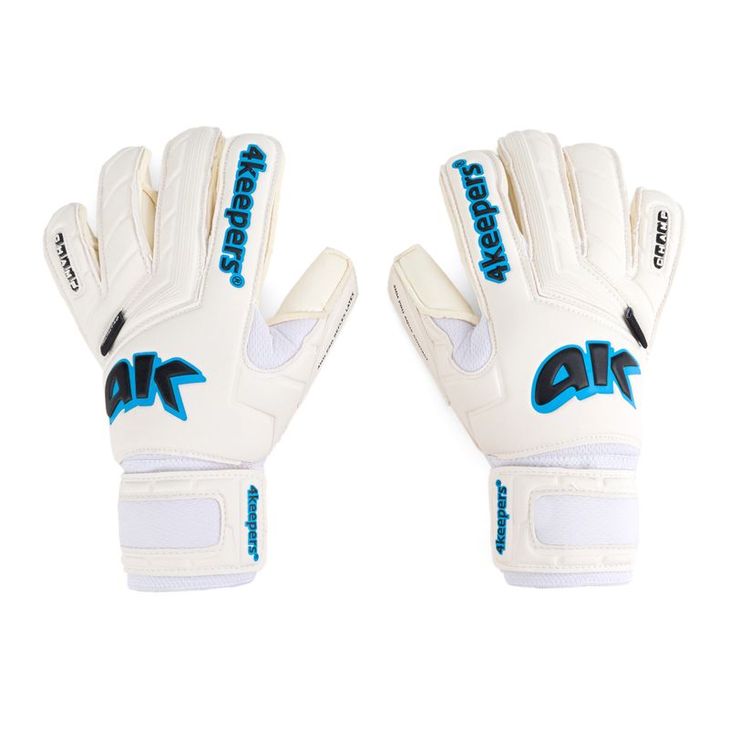 Kinder-Torwarthandschuhe 4Keepers Champ Aq Contact V Hb weiß und blau