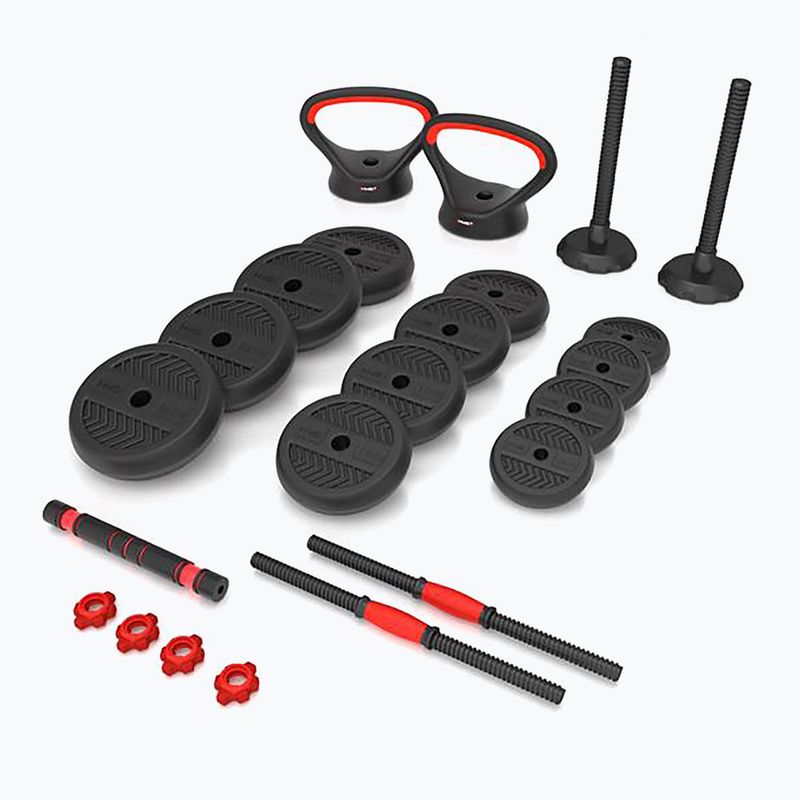 HMS SGN130 Pro Set 6W1 30kg Gewichte schwarz/rot 2