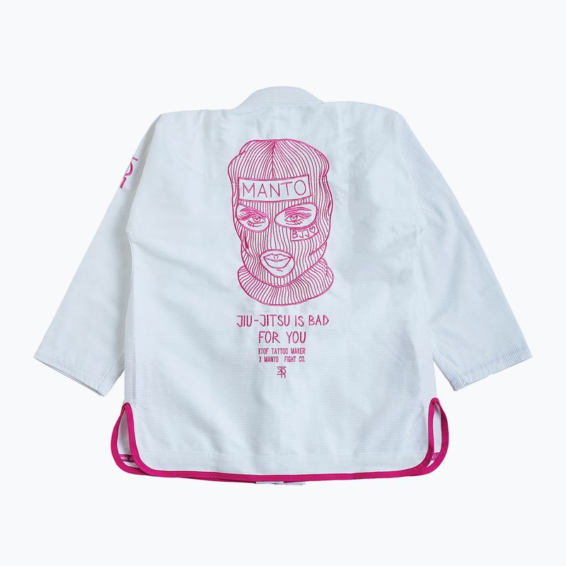 GI für brasilianisches Jiu-Jitsu Herren MANTO Balaclava weiß MNG982_WHT/PIN 2