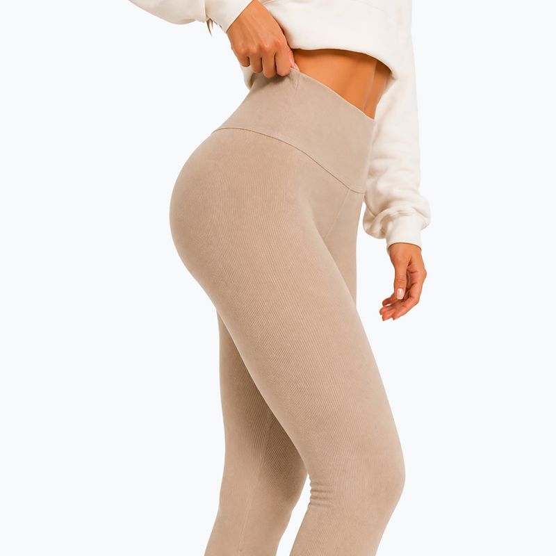Damen-Trainingsleggings Octagon Legion Ribber beige 5