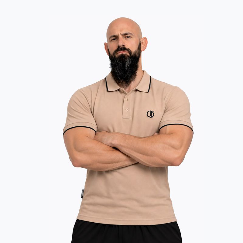 Herren-Poloshirt Octagon Legion Tipped Small Logo 3D Polo beige 3