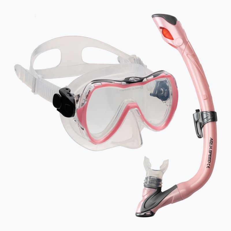 AQUA-SPEED Kindertauchset Enzo + Evo Maske + Schnorchel rosa 604