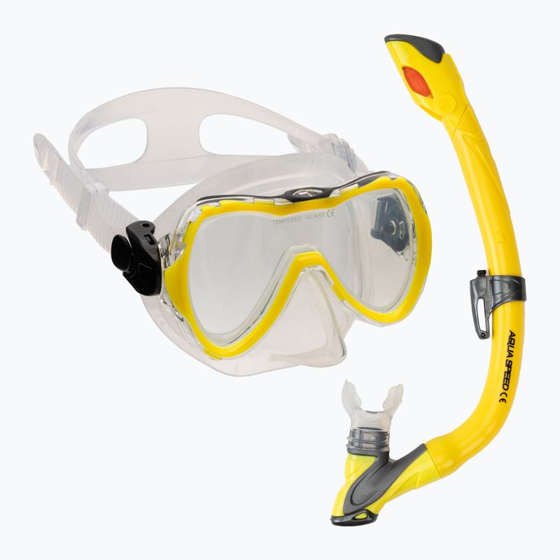 AQUA-SPEED Kindertauchset Enzo + Evo Maske + Schnorchel gelb 604