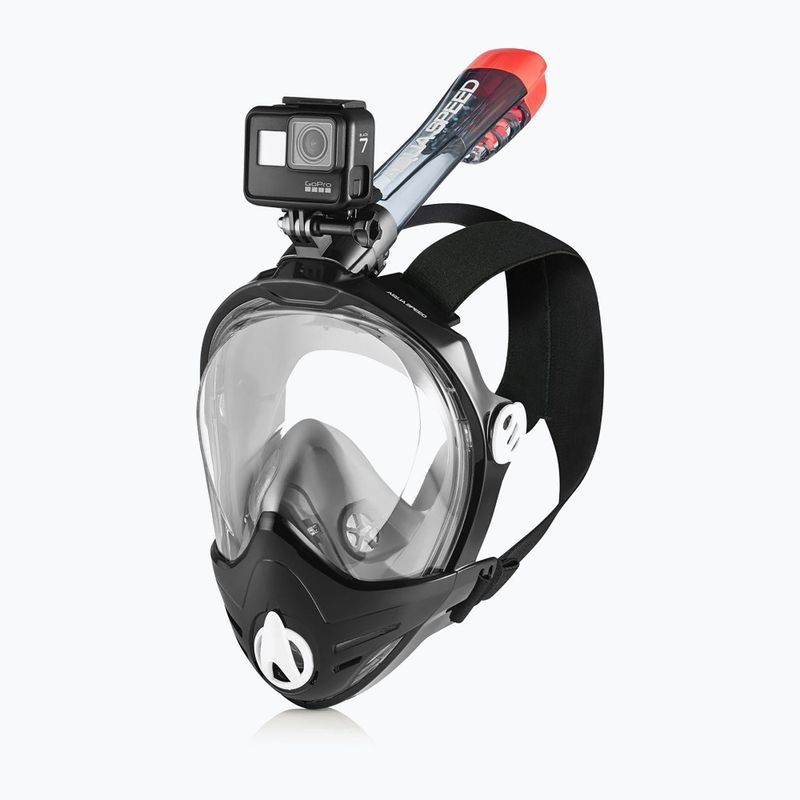 AQUA-SPEED Brizo Vollgesichtsmaske zum Schnorcheln + Kamerahalter schwarz 5