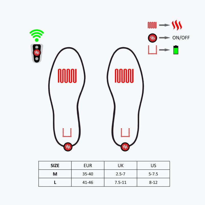 Glovia GW2 beheizte Skischuheinlagen mit Fernbedienung schwarz 14
