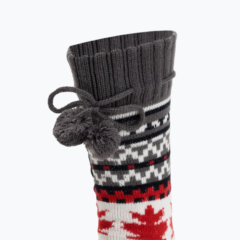 Glovii GOB weiß/rot/graue beheizte Hausschuhe mit Socken 3