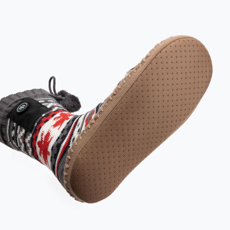 Glovii GOB weiß/rot/graue beheizte Hausschuhe mit Socken 4