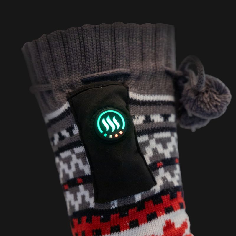 Glovii GOB weiß/rot/graue beheizte Hausschuhe mit Socken 6