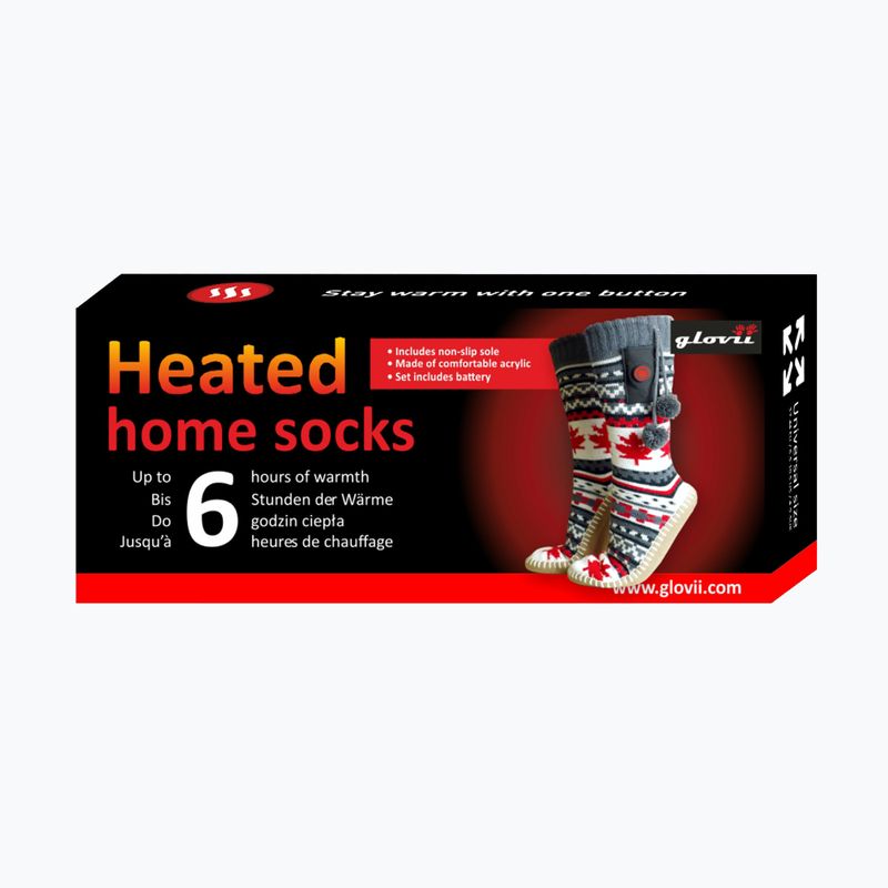 Glovii GOB weiß/rot/graue beheizte Hausschuhe mit Socken 16