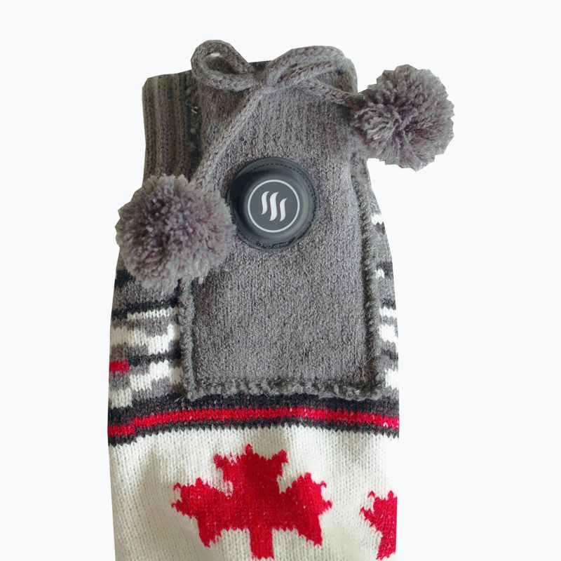 Glovii GQ4 weiß/rot/grau beheizte Hausschuhe mit Socken 4