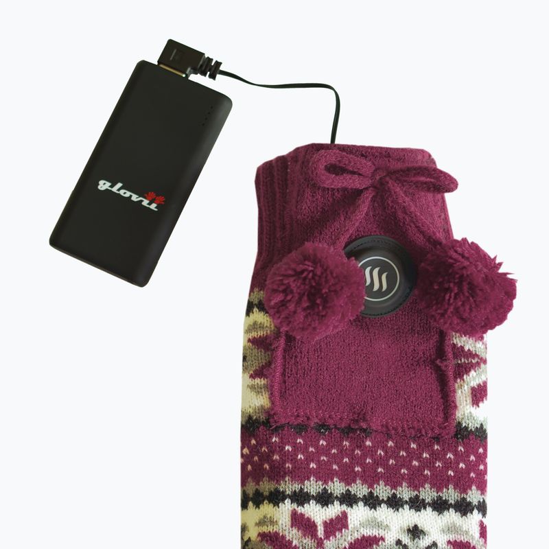 Glovii GQ5 weiß/rot/grau beheizte Hausschuhe mit Socken 7