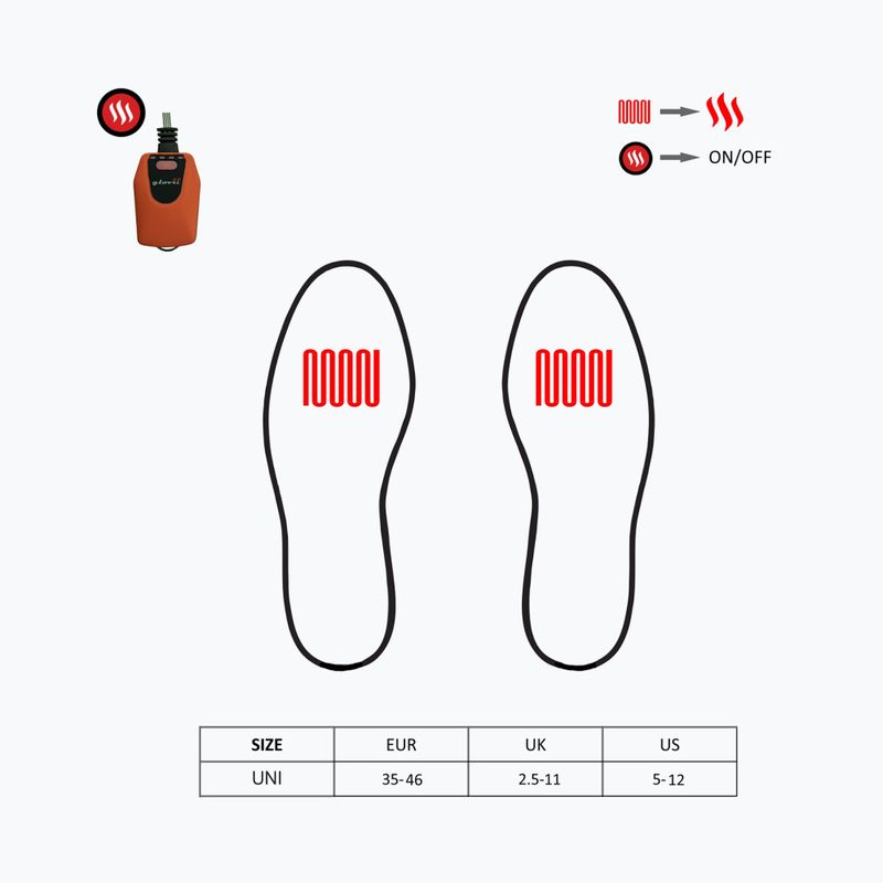 Glovii GW4U beheizte Skischuheinlagen schwarz/rot 9