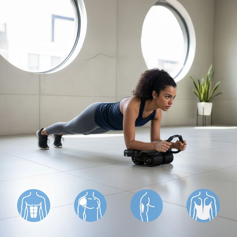 Automatisches Bauchmuskel-Trainingsrad mit Stütze und Display HMS KA40 black 12