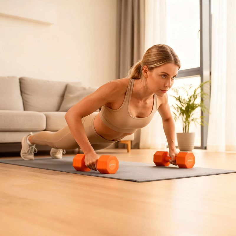 Verstellbare Hanteln HMS HL03 2 x 2,5 kg orange 9